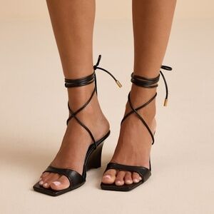 Lulus Willow Black Lace-up Wedge Sandals - Size 8